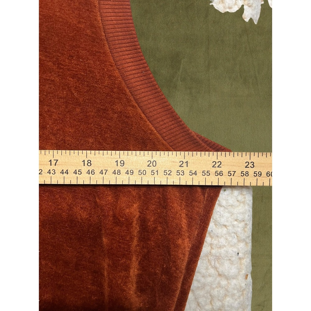 Vintage 80s Campus Velour Sweater Vest Mens Large Rust Orange V-Neck Made in USA - Picture 2 of 6